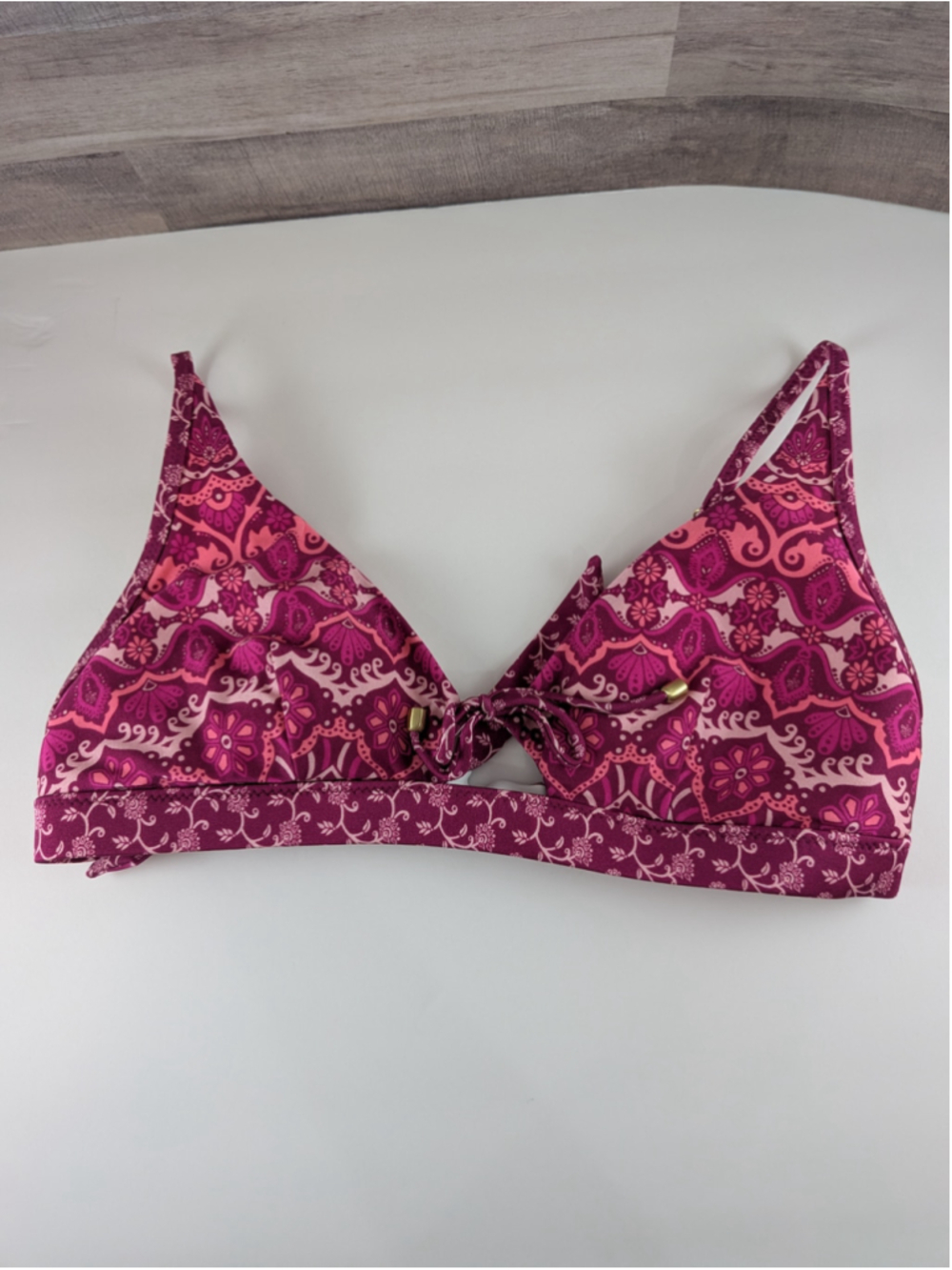 Tigerlily Magenta Pink Printed Floral Bikini Top Large